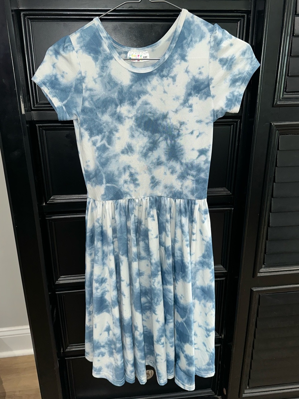Girls' Blue Tie-Dye Short Sleeve Dress